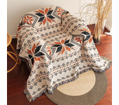 Aztec Blanket, Oversized Boho Throw Blanket with Fringe, Southwestern Geometric Tapestry Vintage Woven Throw Blankets, Double-Si