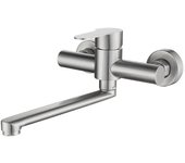 Grifo de cocina montado en la pared Mezclador de fregadero giratorio de 360 ° Grifo de cocina de acero inoxidable 304, cepillado