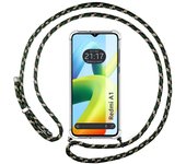Funda Colgante Transparente para Xiaomi Redmi A1 con Cordon Verde / Dorado