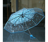 Transparent Umbrellas Protect Against Wind Rain Cherry Sakura 3 Fold PVC Girl Umbrella Portable Cute Flower Household Rain Gear