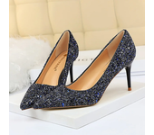 Women 7cm 9.5cm High Heels Pumps Wedding Scarpins Sparkly Mid Low Heels Lady Party Sequins Glitter Evening Gold Silver Red Shoes