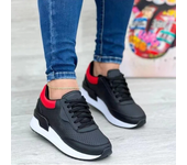 Zapatillas de deporte con cordones para mujer, zapatos para caminar al aire libre, talla grande, color sólido, elegantes,