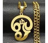 India Tamil Om Symbol Pendant Necklace Women Men Stainless Steel Gold Color Buddhist Om Shiva Yoga Necklaces Jewelry 8089-QKC