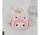 Sanrio Kuromi Plush Keychain Wallet Melody Cinnamoroll Plushies Coin Purse Earphone Organizer Bag Pendant Key Ring Girls Gifts