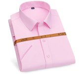 Basic Men's Dress Shirt Short Sleeve Summer Solid Free Iron Stretch New Fashion Korean Slim Fit Luxury Business Casual Blue Pink