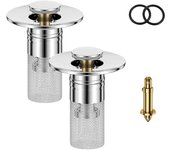 Tapón para fregadero de baño, filtro de drenaje de fregadero, filtro de drenaje de piso de acero inoxidable, filtro de tapón emergente para fregaderos de baño, cocina y ducha (2 unidades)