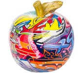 CAPRILO REGALOS & DECORACIÓN Figura Decorativa de Resina "Manzana Multicolor Grafiti" Adornos y Esculturas. Frutas. Regalos Originales. Decoración Hogar. 13 x 13 x 14 cm