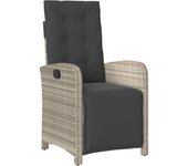 vidaXL Sillón reclinable de jardín con reposapiés ratán PE