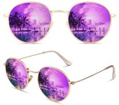 CGID E01 Estilo Vintage Retro Lennon Inspirado Círculo Metálico Redondo Gafas de Sol Polarizadas Hombre Mujer