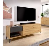 Dekit Mueble Bajo de TV Lund Nordic/grafito con Almacenamiento Adicional y Estilo Nórdico Elegante