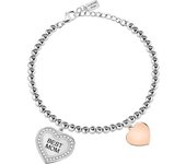 La Petite Story Pulsera Mujer Br. With Boules Ss+best Mom De Acero Blanco