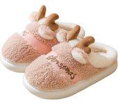Zapatillas de Navidad con forma de reno para hombre y mujer, suaves y cálidas, sin cordones, para interior y exterior, con forro de lana