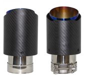 Universal Car Matte Carbon Fiber Muffler Tip Exhaust System Pipe Mufflers Nozzle Straight Stainless Blue