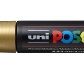 Posca Pc-17k Marcador de Pintura - Punta Biselada 15mm - Línea Gruesa - Tinta Base Al Agua - Oro (5 Uds)