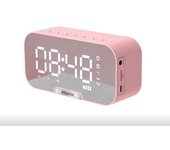 PORCHEDDU One Piece 5 en 1 Reloj multifuncional con Altavoz Bluetooth, Radio FM y Reloj de Alarma de Espejo digital con Pantalla de temp, recargable, compatible con Tarjeta TF (Negro)-13,9*6,8*4,5 cm