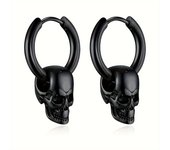 1Pair Halloween Skull Pendant Huggie Hoop Earrings For Women Men, Stainless Steel Punk Gothic Earring Studs, Halloween Jewelry