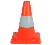 Tradineur - Cono de tráfico, cono de señalización, seguridad en carretera, para deporte, color naranja con banda reflectante, 30 x 22,5 x 22,5 cm