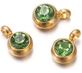 10Pcs 6mm Stainless Steel Birthstones Charms Pendants Rhinestone Crystal Beads Pendant for Necklace Bracelet Jewelry Making