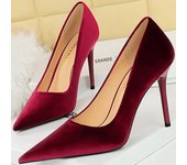 Women 9.5cm High Heels Burgundy Velvet Pumps Wedding Bridal Scarpins Stiletto Heels Lady Royal Blue Green Evening Party Shoes