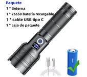 Long-range Powerful LED Flashlight Ultra Strong Light Torch USB Rechargeable Outdoor Camping Lamp Zoom Lantern Power Display