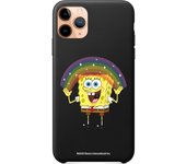 Funda original compatible con iPhone 11 Pro Max Negro con un diseño de Bob Esponja Arco Iris