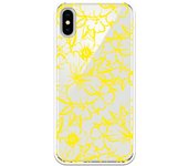 Funda compatible con iPhone X - XS - Flores Contorno Amarillo