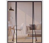 Mosquitera Puerta Magnetica 150x200cm,Doble Apertura Lateral Mosquitera Puerta Corredera, Se Cierra Automáticamente,Cortinas Mosquiteras para Puertas, Ventanas, Balcón,Marrón