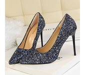 Women 7cm 9.5cm High Heels Bling Pumps Wedding Bridal Scarpins Sparkly Heels Lady Party Sequins Nightclub Evening Gold Red Shoes