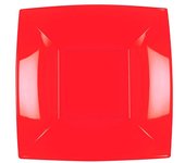 MONOUSO | Plato Duro Reutilizable PP Hondo Rojo "Nice" 18cm (25 Uds)