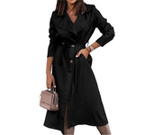 Women's Wool Blends Coats Double Breasted Thin Women's Trench Coat Casual Winbreaker With Belt Trench for Ladies