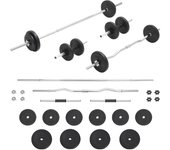 vidaXL Juego de barras y mancuernas con discos en peso 60 kg/30 kg