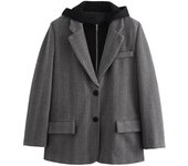 UNIZERA Women's Set Fake Two Piece Hooded Splicing Herringbone Diagonal Coat Straight Leg Pants Set
