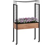 Outsunny Mesa de Cultivo con Ruedas Huerto Urbano Elevado con Enrejado Orificios de Drenaje para Plantas Trepadoras Flores Jardinera de Madera 110x49x190 cm Marrón