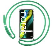 Funda Colgante Transparente para Realme Narzo 50 con Cordon Verde Agua