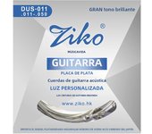 Ziko DUS Series 1 Set of Acoustic Guitar Strings Hexagonal Core Silver Plating Winding 010-048/011-050/012-053 Inch