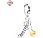 S925 Sterling Silver Heart Shape Letter Pendant Series Charms Fit Original Pandora Bracelet For Women Birthday Fine Jewelry Gift
