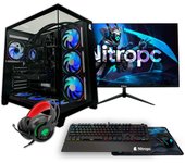 PC Gaming completo Nitropc Pack Gold v2 - AMD Ryzen 5 8400F, RTX 4060 8GB, RAM 32GB, M.2 1TB, Windows 11 - Monitor 24" FullHD, teclado, ratón, alfombrilla y auriculares