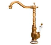 VALAZ Mijares Grifo alto y monomando para lavabo de diseño vintage con terminaciones redondas