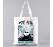 Gojo Satoru Jujutsu Kaisen Otaku  2 Pcs Burlap Tote Bag Set, Large Capacity Shoulder Bag, Reusable Shopping Bag with Coin Purse