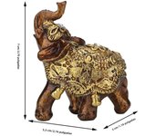 Resin Elephant Statue Wood Grain Feng Shui Elegant Elephant Sculpture Ornament for Home TV Cabinet Craft Decoration