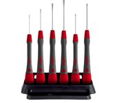 Wiha Juego de destornilladores de precisión PicoFinish® ranurados, Phillips, de 7 unid., incl. soporte (42990)
