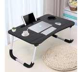 Mesa de Cama para portátil, de pie para Sofá esritorio, desayuno, bandeja de café plegable, soporte para portátil, soporte de Lectura (60x40 cm) (Negro)