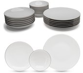 Vajilla Güral Porselen Atina Dinner Plata - 18 Piezas para 6 Personas – Vajilla Completa de Porcelana Blanca