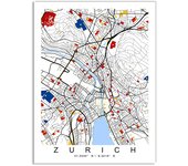 Madrid World City Colour Map Canvas Art Painting New York London Paris Poster and Print Wall Art Picture for Home Decoration