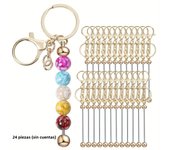 24Pcs Beadable Keychains Bars Bulk for Keychain Making Blank Beaded Metal Keychain for Craft Keychain DIY Gift