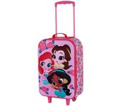 Disney Princesas Flowers Maleta Trolley Soft 3D, Rosa