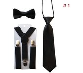 3PCS Children Boys Kids Suspenders Tie Bowtie Set 3 Clip-on Elastic Adjustable Braces Straps Clothing Accessories