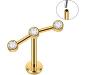 1PC CZ Crystal Cluster Paved Labret Lip Stud 18K Golden Plated Surgical Steel Cartilage Ear nose Ring  Threadless Lobe Helix Ear