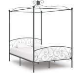 vidaXL Estructura cama con dosel sin colchón metal gris 140x200 cm