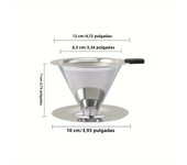 1pc Double-Layer 600 Mesh Fine Coffee Filter, Food Grade 304 Stainless Steel Coffee Funnel Coffee Dripper, For Fine Drip Brewing